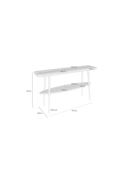 Consola URJIN, Mármol / Metal / Negro / Blanco