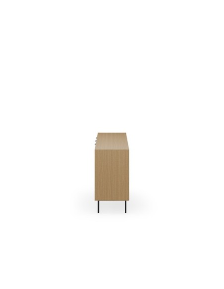 Aparador ELSA 200 cm (2 puertas + 3 cajones), Roble Macizo Natural / Metal