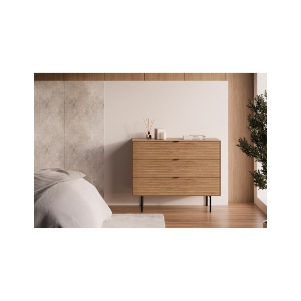 Cómoda ELSA 100x80 cm, Roble Macizo...