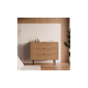 Cómoda ELSA 100x80 cm, Roble Macizo Natural / Metal 2