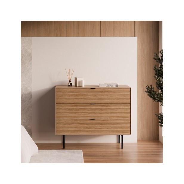 Cómoda ELSA 100x80 cm, Roble Macizo...