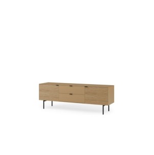 Mueble TV ELSA 160 cm, Roble Macizo Natural / Metal