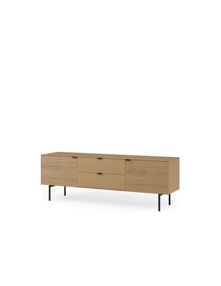 Mueble TV ELSA 160 cm, Roble Macizo Natural / Metal
