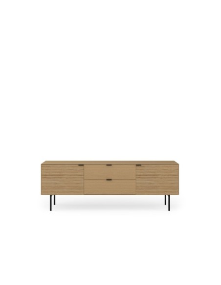 Mueble TV ELSA 160 cm, Roble Macizo Natural / Metal