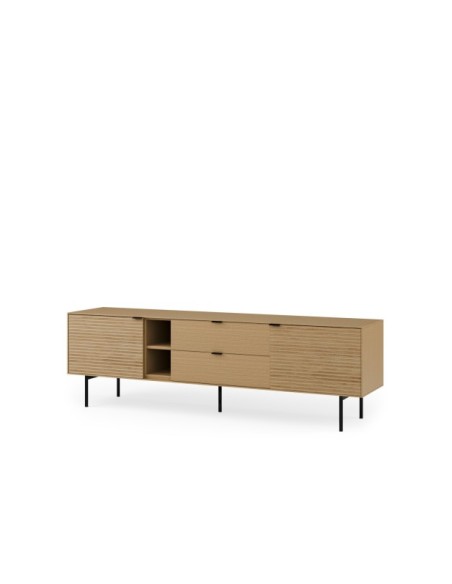 Mueble TV ELSA 180 cm, Roble Macizo Natural / Metal