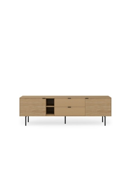 Mueble TV ELSA 180 cm, Roble Macizo Natural / Metal