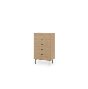 Cómoda ELSA 70x115 cm, Roble Macizo Natural / Metal