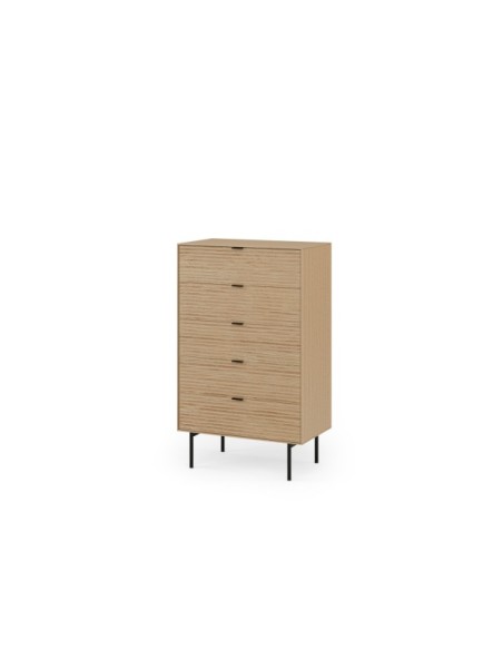 Cómoda ELSA 70x115 cm, Roble Macizo Natural / Metal