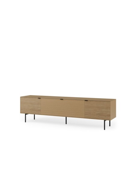 Mueble TV ELSA 200 cm, Roble Macizo Natural / Metal