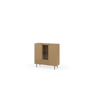 Aparador Alto ELSA 118 cm, Roble Macizo Natural / Metal 2