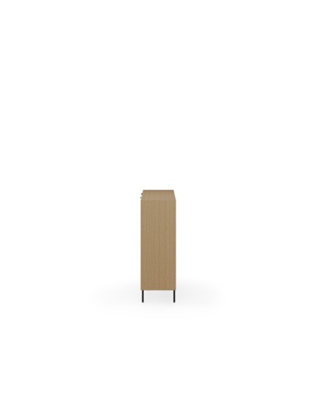 Aparador Alto ELSA 118 cm, Roble Macizo Natural / Metal