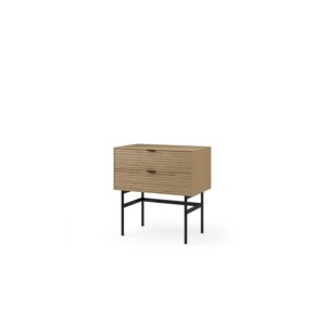 Mesita de Noche Alta ELSA 60x63 cm (2 cajones), Roble...