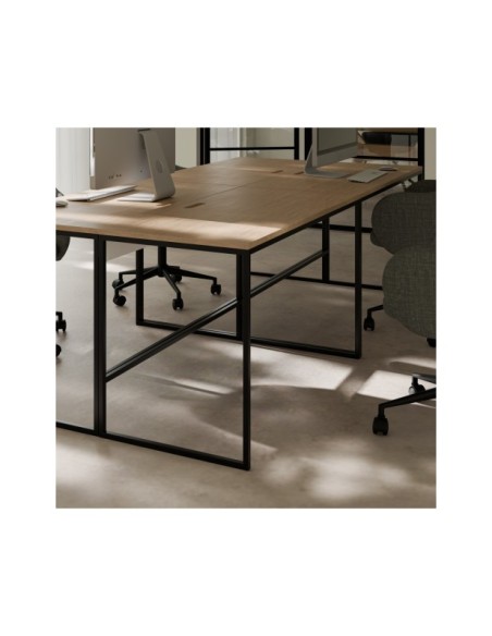 Escritorio NILO, Chapa de Madera / Metal / Roble / Negro