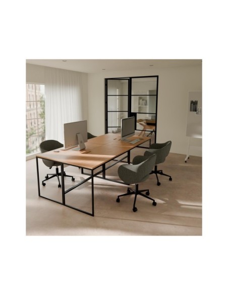 Escritorio NILO, Chapa de Madera / Metal / Roble / Negro