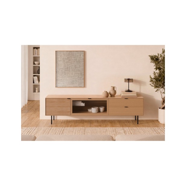 Mueble TV ELSA 200 cm, Roble Macizo...