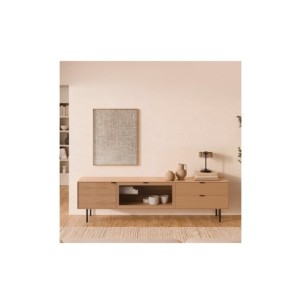 Mueble TV ELSA 200 cm, Roble Macizo Natural / Metal 2