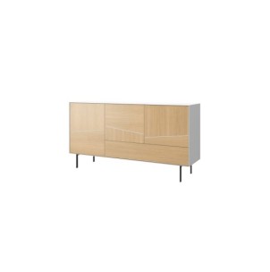 Aparador VERA 160 cm, DM Blanco / Chapa de Roble / Metal