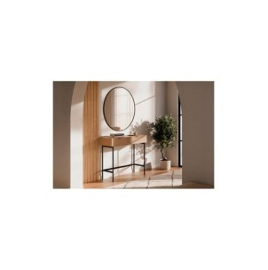 Consola Recibidor ELSA 100 cm, Roble Macizo Natural / Metal