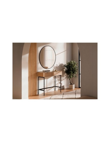 Consola Recibidor ELSA 100 cm, Roble Macizo Natural / Metal