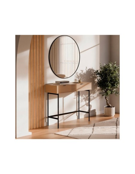 Consola Recibidor ELSA 100 cm, Roble Macizo Natural / Metal