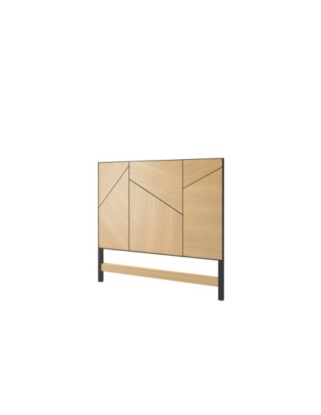 Cabecero de Cama ANDY 135 cm, Chapa de Roble / DM Negro
