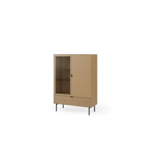 Vitrina ELSA 100x138 cm, Roble Macizo Natural / Metal