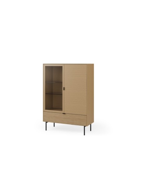 Vitrina ELSA 100x138 cm, Roble Macizo Natural / Metal