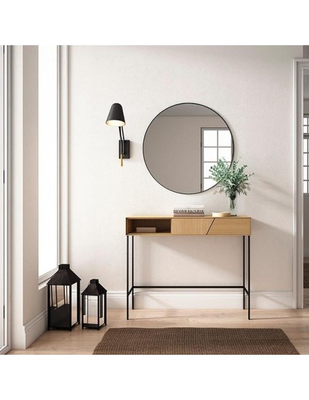 Consola VERA, Madera de Roble / Metal Negro