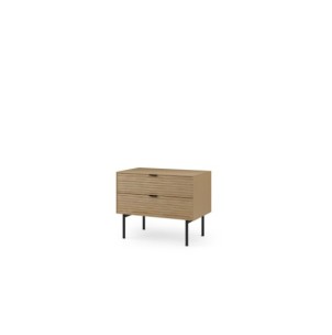 Mesita de Noche Baja ELSA 60x49 cm (2 cajones), Roble...