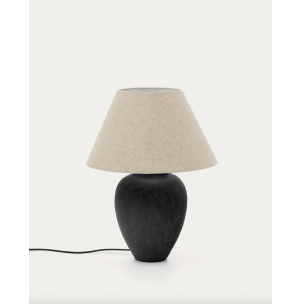 Lámpara de mesa Mercadal de cerámica con acabado negro -...