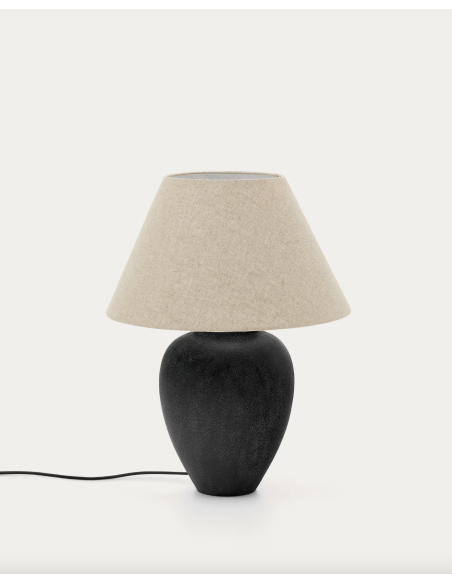 Lámpara de mesa Mercadal de cerámica con acabado negro - Kave Home