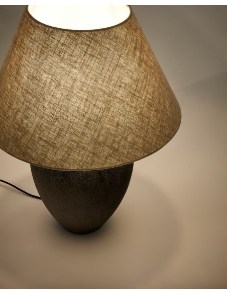 Lámpara de mesa Mercadal de cerámica con acabado negro - Kave Home