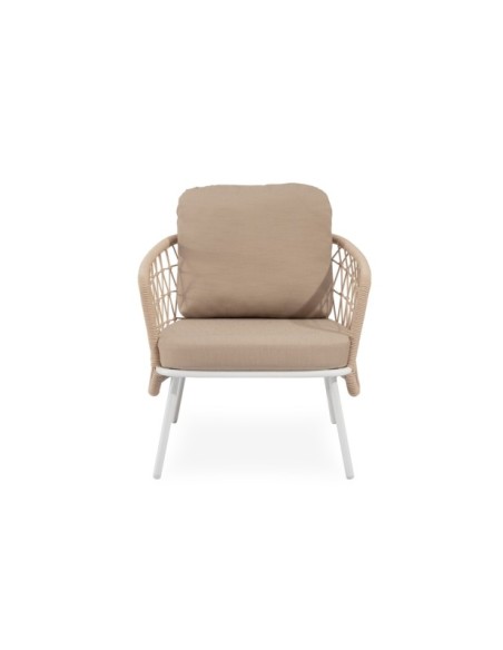 Set de Jardín TERRA (Sofá + 2 Sillones + Mesa de Centro), Beige / Blanco
