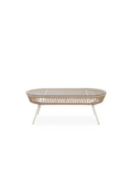 Set de Jardín TERRA (Sofá + 2 Sillones + Mesa de Centro), Beige / Blanco