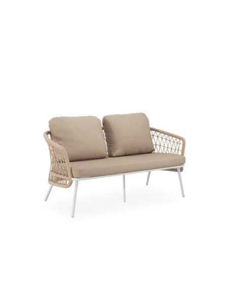 Set de Jardín TERRA (Sofá + 2 Sillones + Mesa de Centro), Beige / Blanco