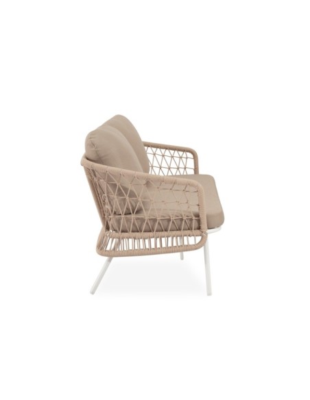 Set de Jardín TERRA (Sofá + 2 Sillones + Mesa de Centro), Beige / Blanco