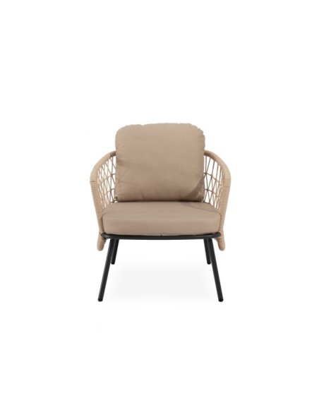 Set de Jardín TERRA (Sofá + 2 Sillones + Mesa de Centro), Beige / Negro
