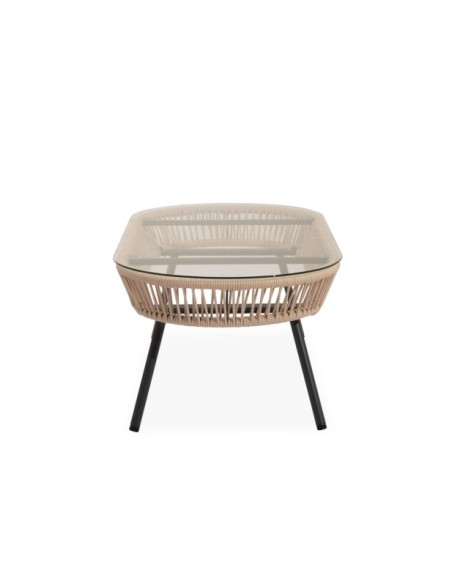 Set de Jardín TERRA (Sofá + 2 Sillones + Mesa de Centro), Beige / Negro