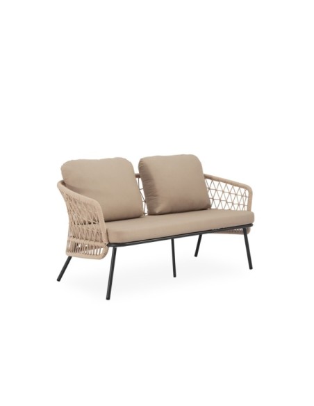 Set de Jardín TERRA (Sofá + 2 Sillones + Mesa de Centro), Beige / Negro