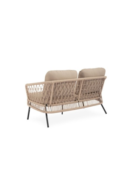 Set de Jardín TERRA (Sofá + 2 Sillones + Mesa de Centro), Beige / Negro