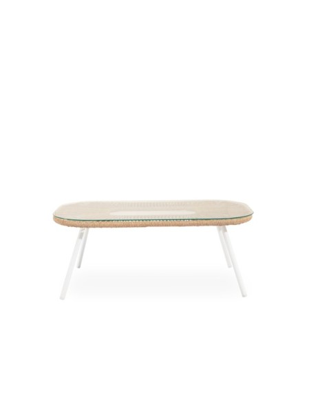 Set de Jardín KELA (Sofá + 2 Sillones + Mesa de Centro), Beige / Blanco