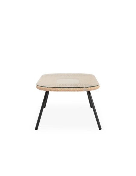 Set de Jardín KELA (Sofá + 2 Sillones + Mesa de Centro), Beige / Negro