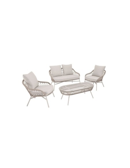 Set de Jardín CAMILLE (Sofá + 2 Sillones + Mesa de Centro), Blanco