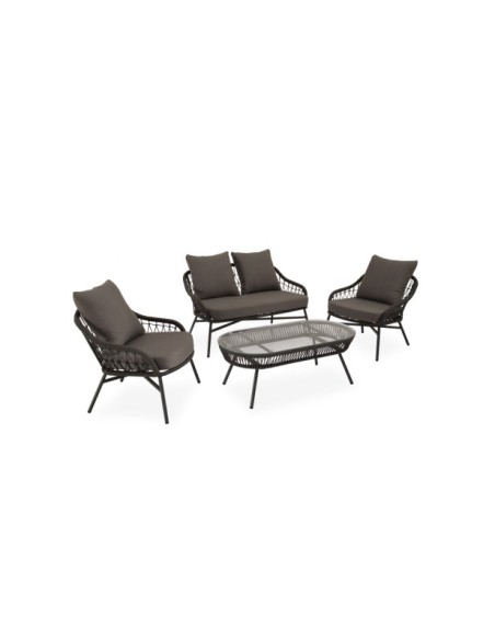 Set de Jardín CAMILLE (Sofá + 2 Sillones + Mesa de Centro), Gris