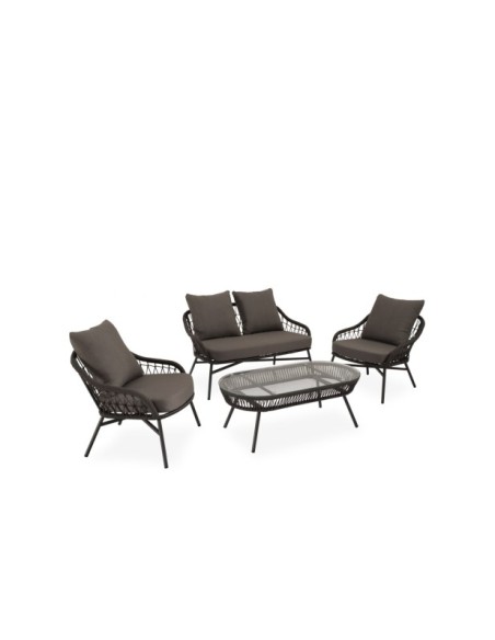 Set de Jardín CAMILLE (Sofá + 2 Sillones + Mesa de Centro), Gris
