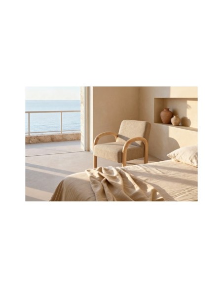 Butaca ARABELLA, Textil Taupe / Madera Natural