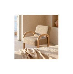 Butaca ARABELLA, Textil Taupe / Madera Natural
