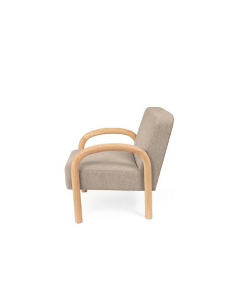 Butaca ARABELLA, Textil Taupe / Madera Natural