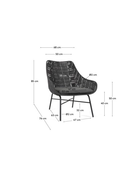 Butaca Abeli de cuerda negro - Kave Home