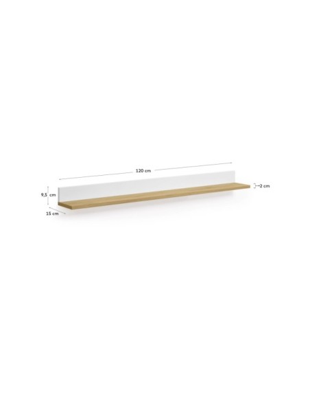Estante Abilen de chapa roble y lacado blanco 120 x 15 cm FSC 100% - Kave Home